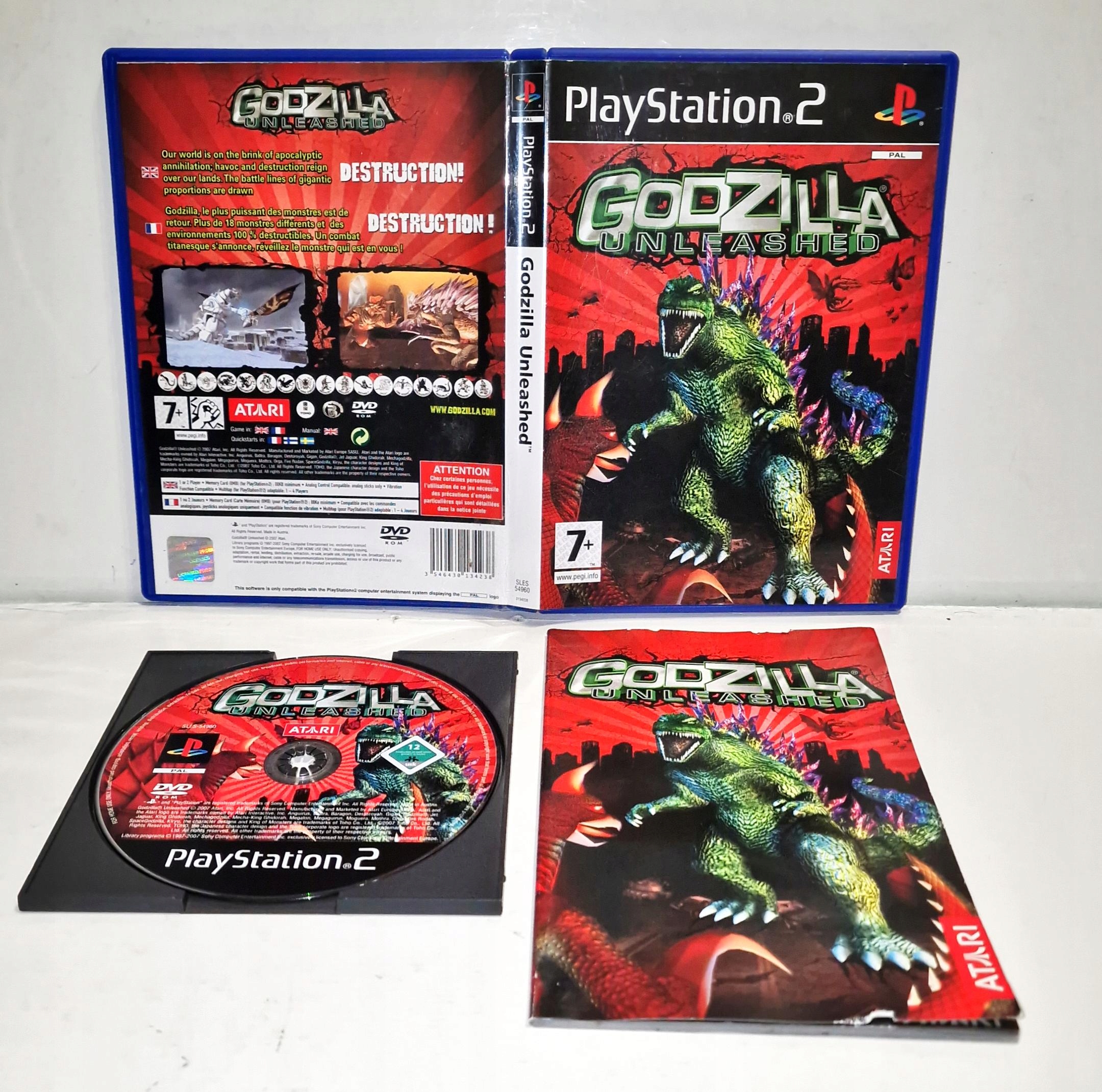 Gra GODZILLA UNLEASHED PS2 3XA ZADBANA PŁYTA