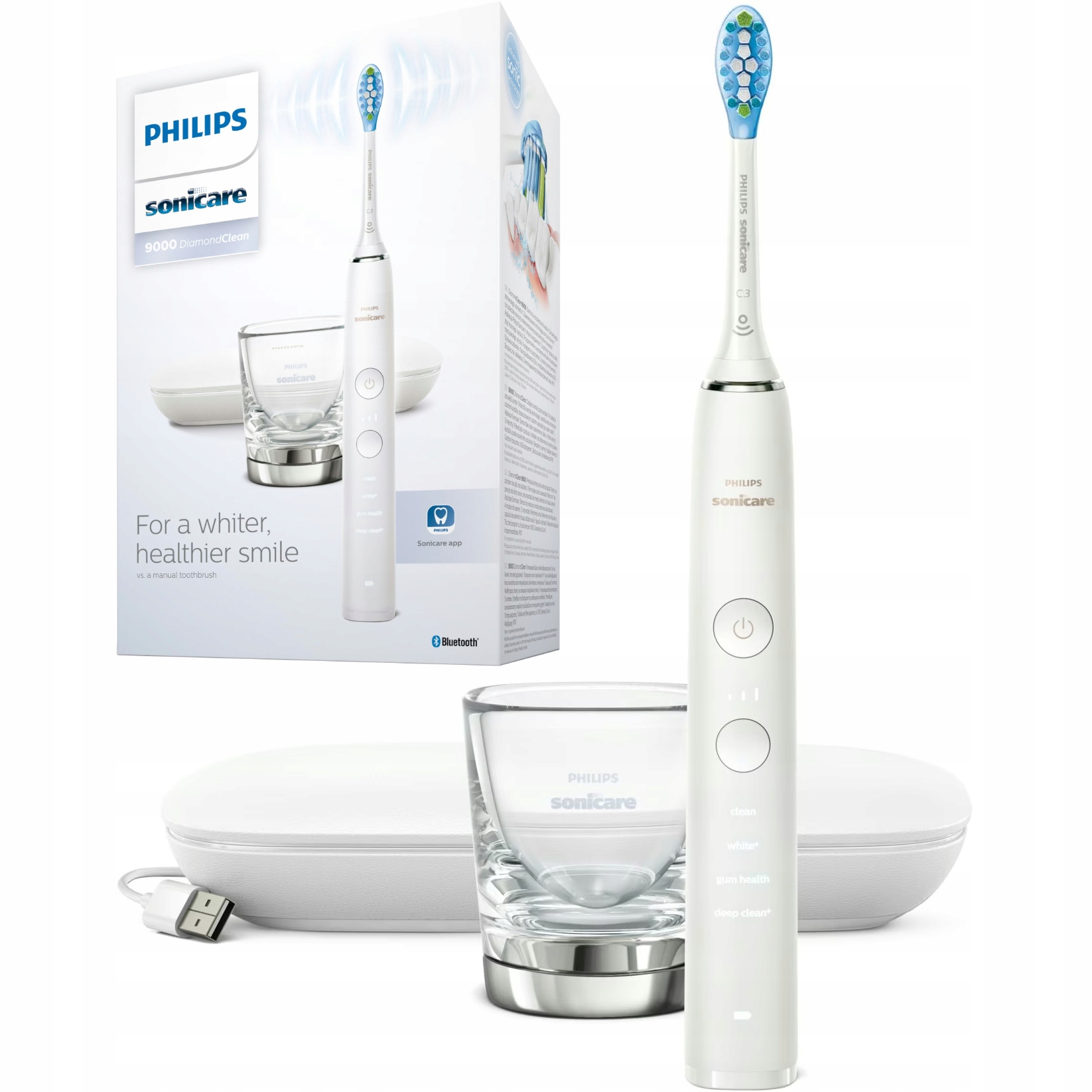 Szczoteczka Soniczna do zębów Philips Sonicare Diamond Clean 9000 Biała
