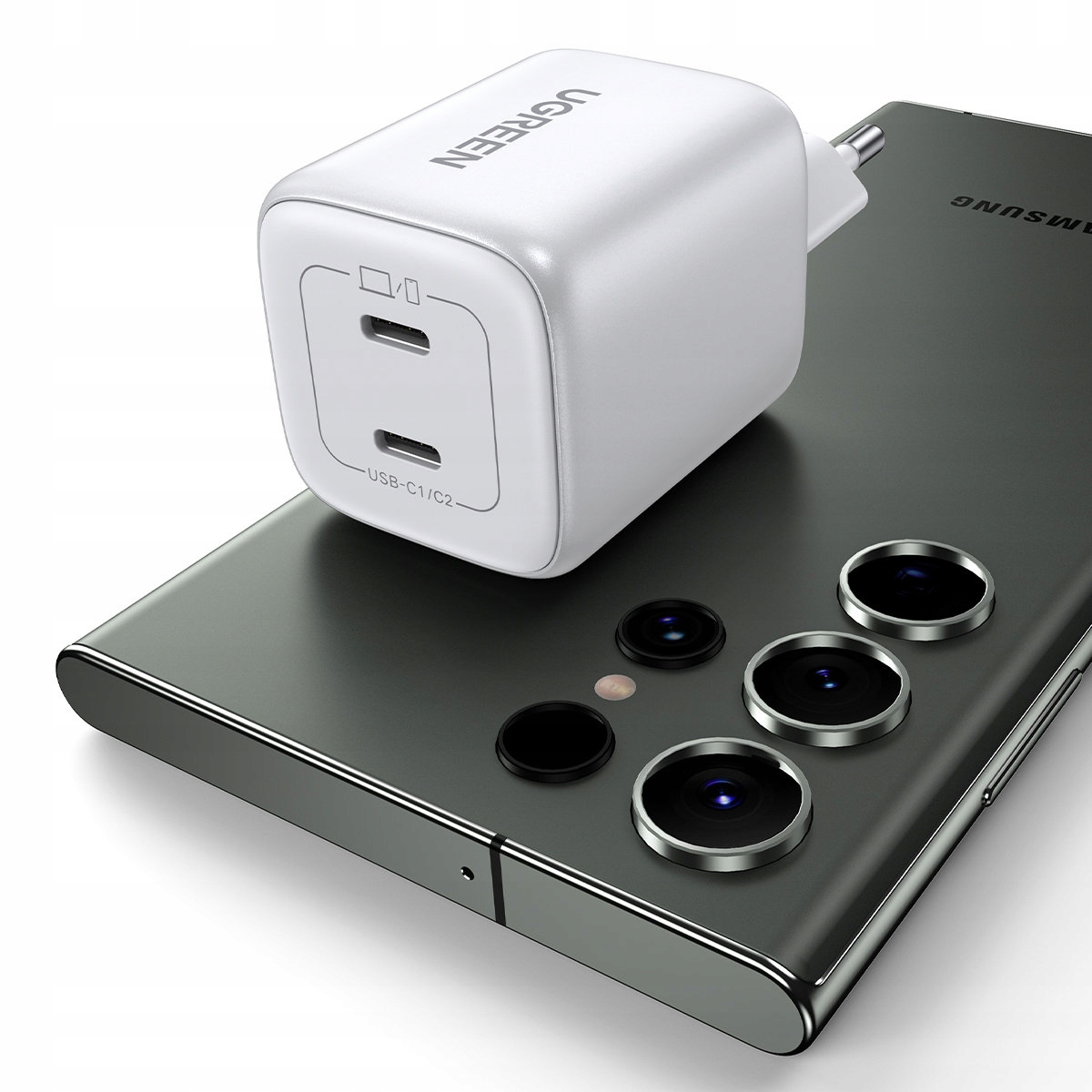 UGREEN SZYBKA MOCNA ŁADOWARKA SIECIOWA 45W GaN 2x USB C DO TELEFONU TABLETU Napięcie wyjściowe 20 V