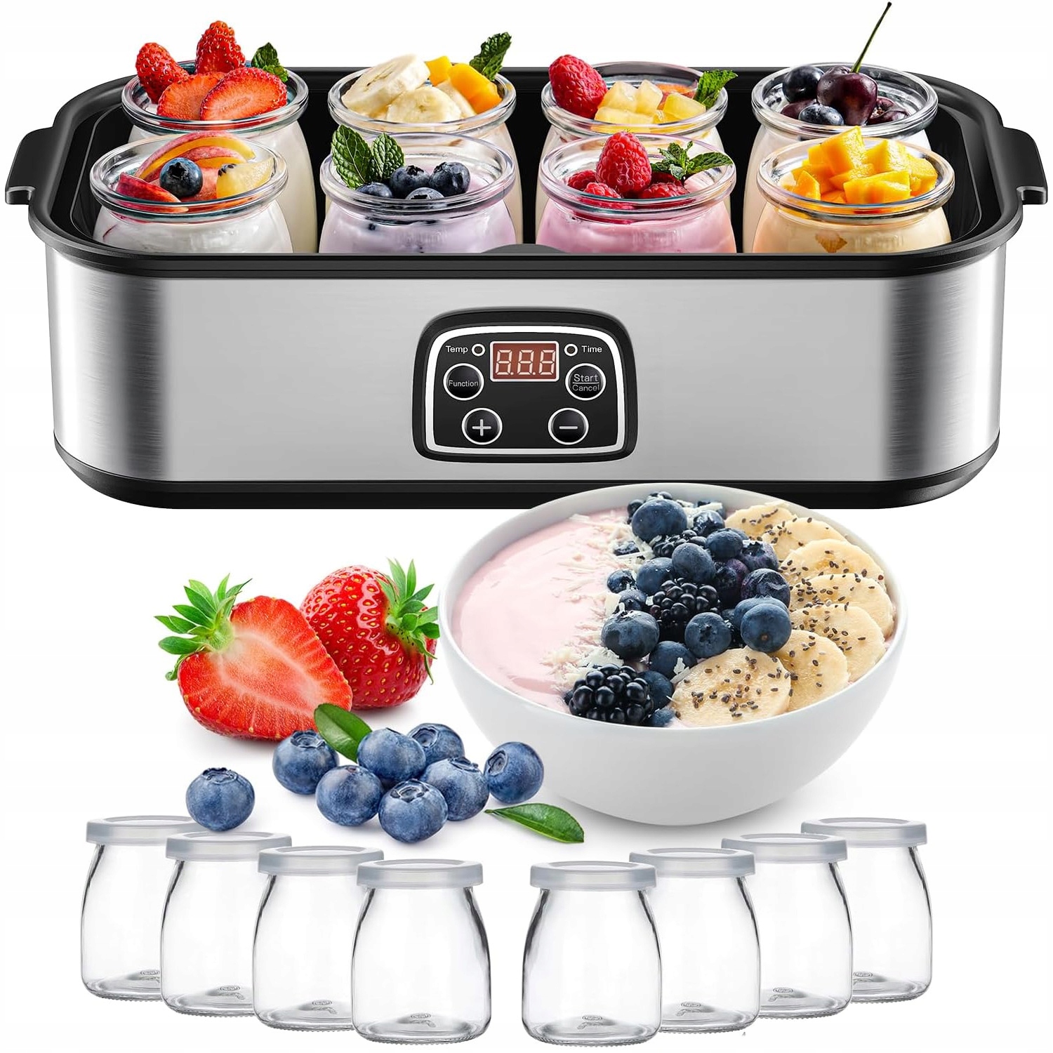 Elektrický Výrobce Jogurtu Regulovatelný Teplotou Z 8 Lahví O Objemu 180 ML