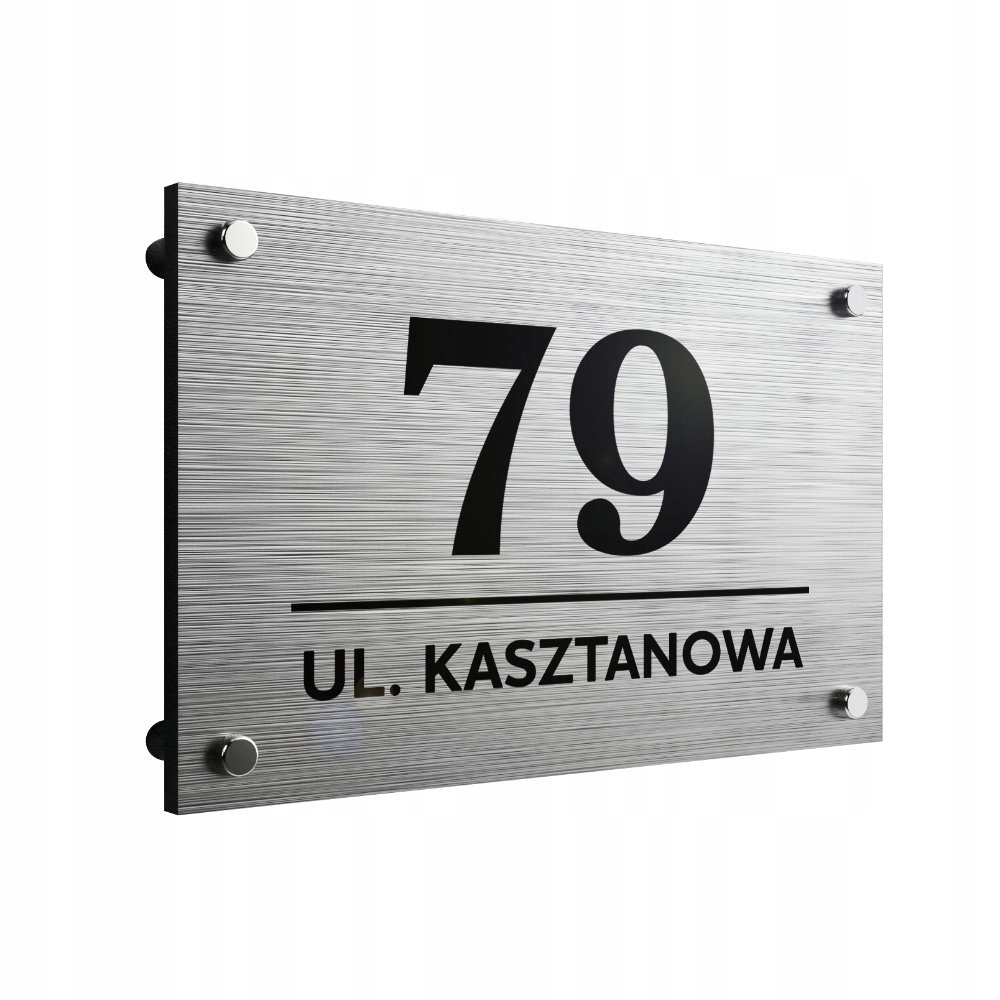 

Srebrna tablica numer na elewację płot ogrodzenie