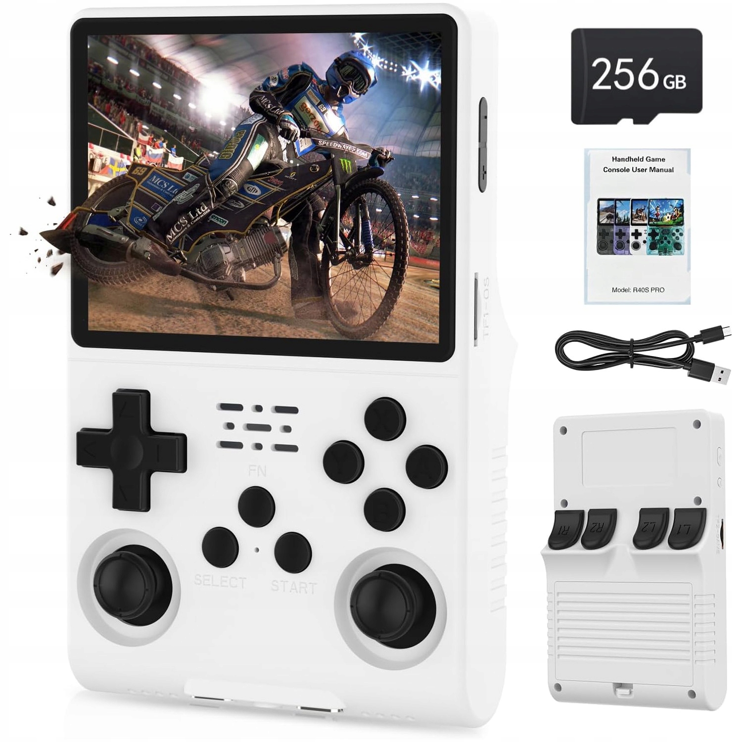 Gamepad Przenośna Konsola Retro R40S 256GB 15000 Gier Linux 3,5" Ips Biała