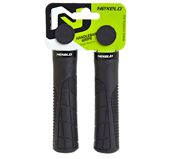 CHWYTY GRIPY RĄCZKI DO KIEROWNICY GUMOWE ROWEROWE 135 MM PIERŚCIEŃ CZARNE Marka Nexelo