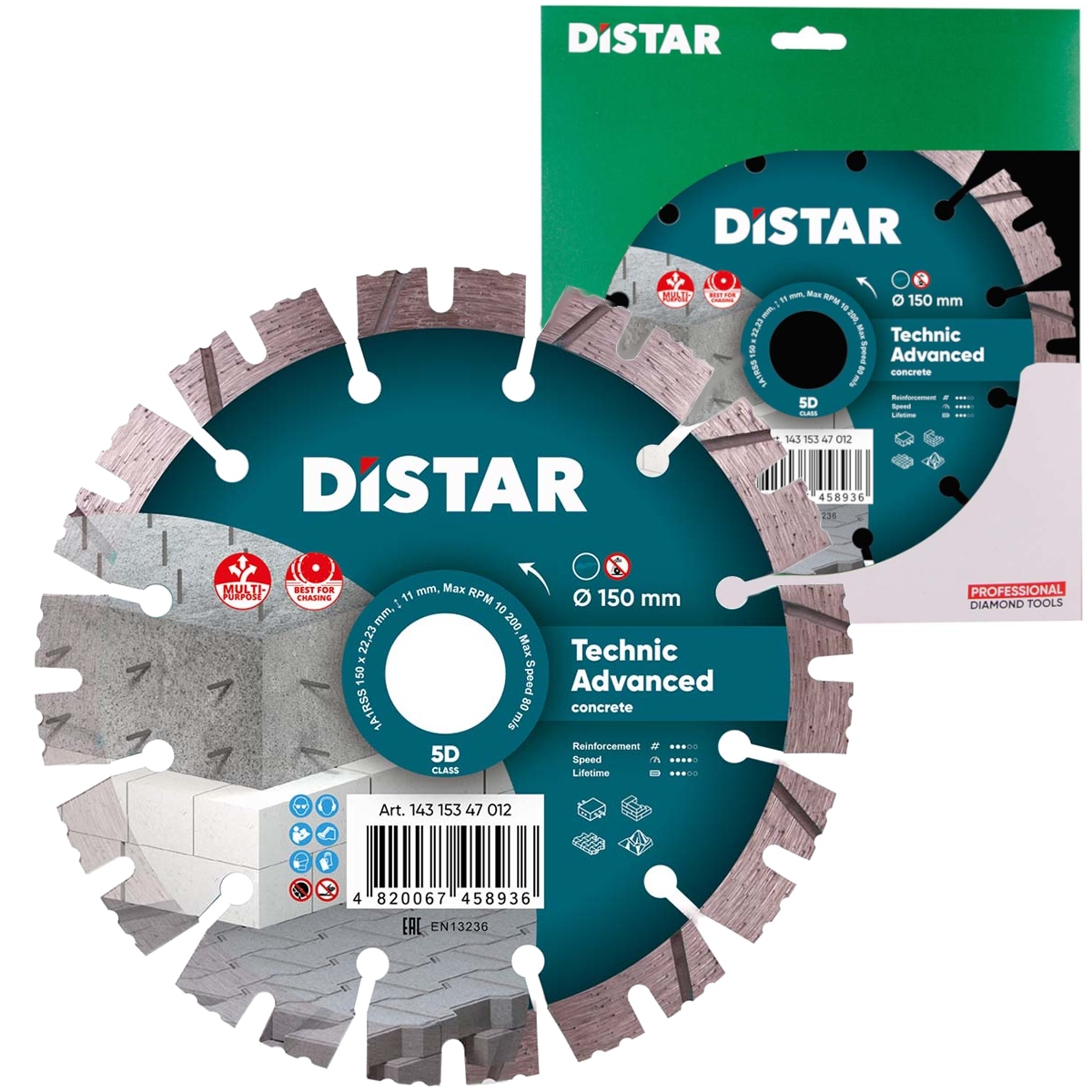 

Tarcza diamentowa 150 x 22.23mm beton cegła Distar