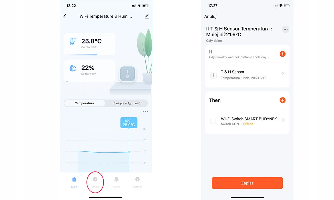 TERMOMETR Czujnik temperatury wilgotno. WIFI TUYA ekran LCD RAPORTY EXCEL Rodzaj czujnika temperatury wilgotności