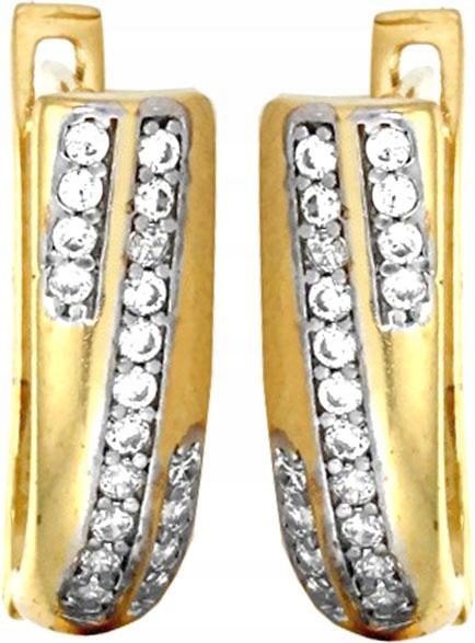 Zlaté dámské náušnice s čárkou a kubickou zirkonií, dámské plakety zirkony 585