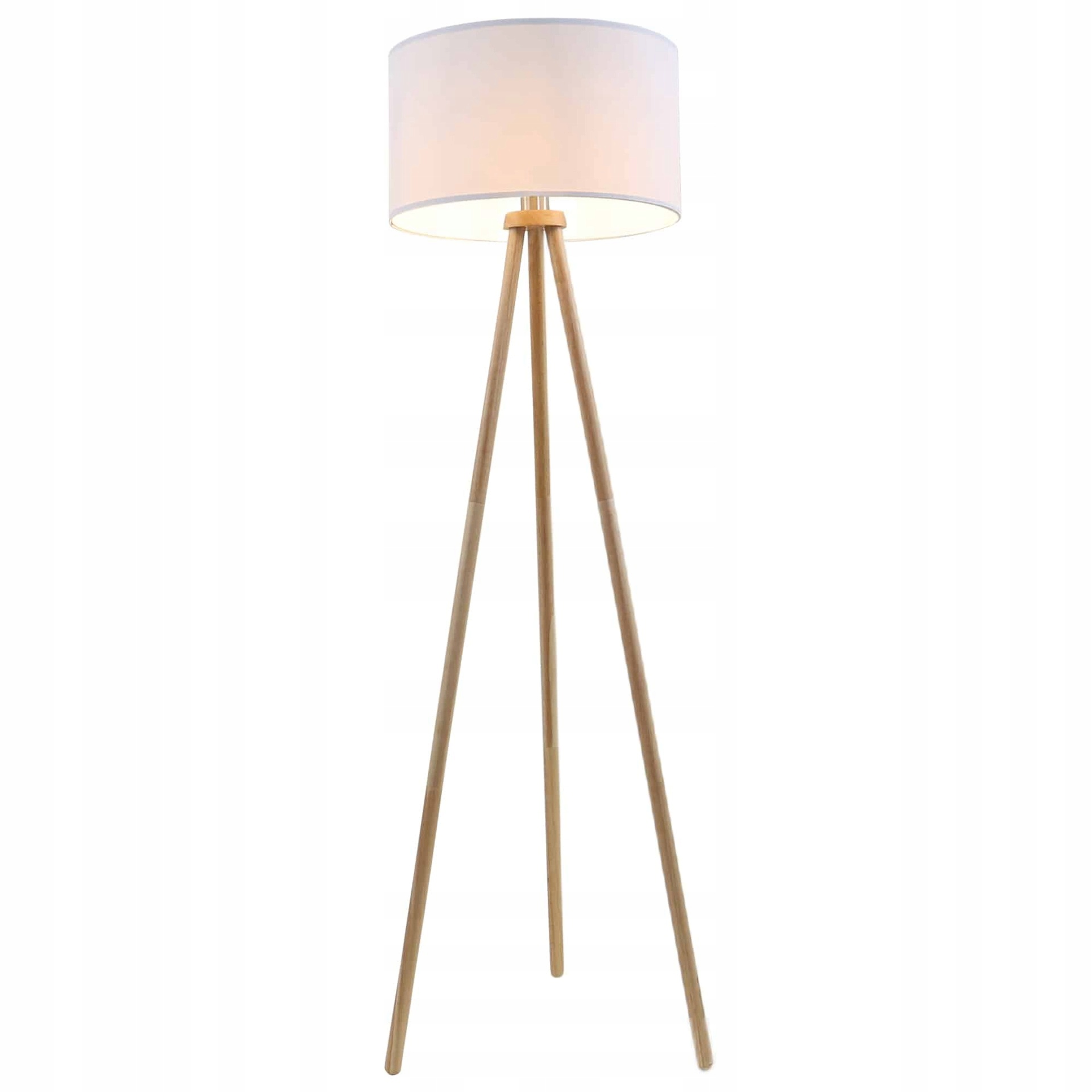 Briloner stojacia lampa textilná, biela, drevo, E27, priemer 45,5 cm, 60W