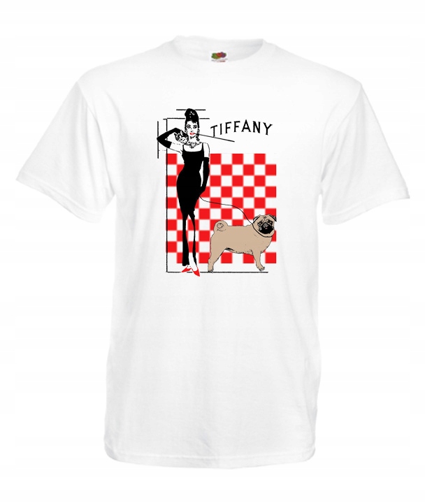 

L Koszulka Męska Audrey Hepburn Tiffany I Mops