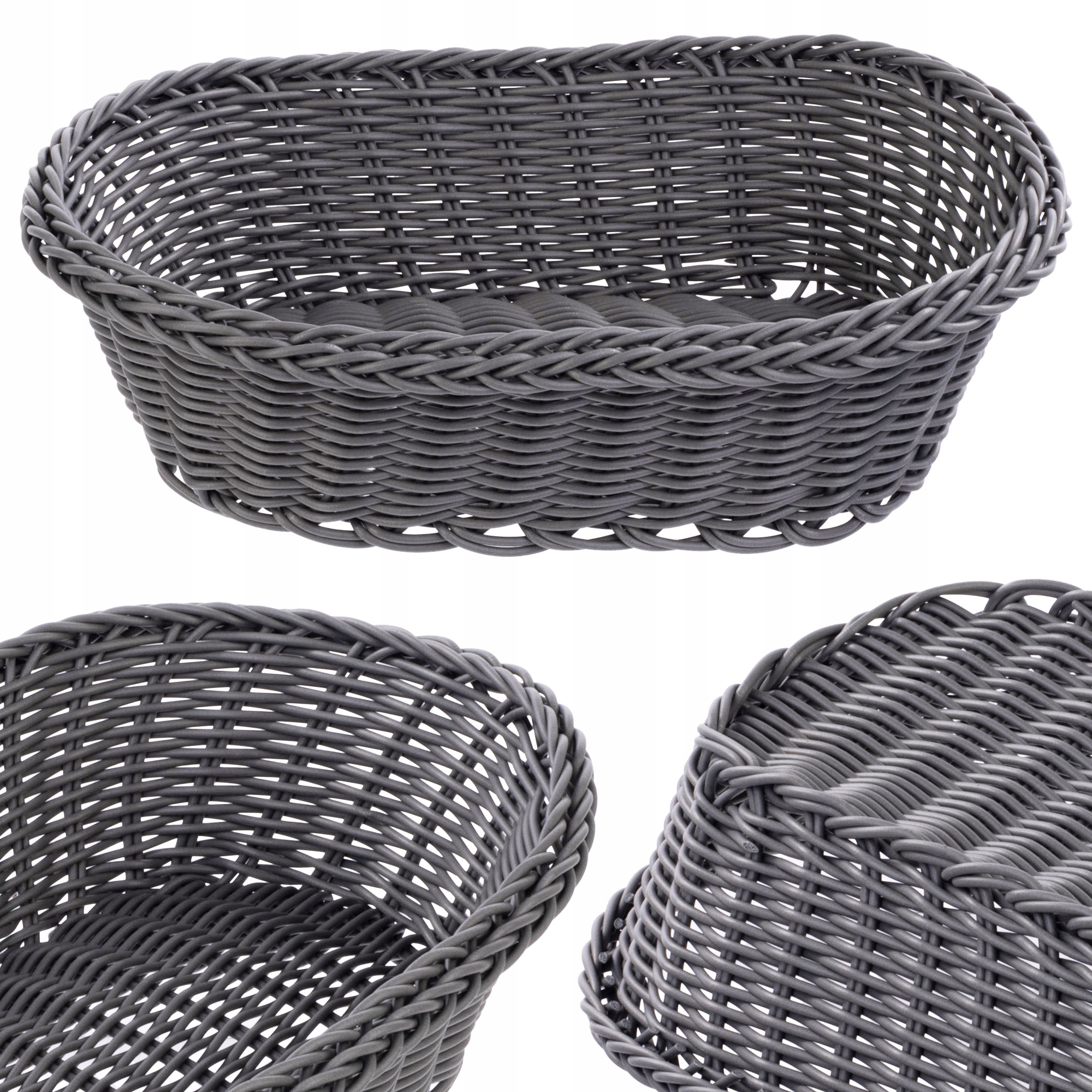 KOSZYK NA PIECZYWO CHLEB STÓŁ SZTUĆCE OWALNY SZARY KOSZYCZEK