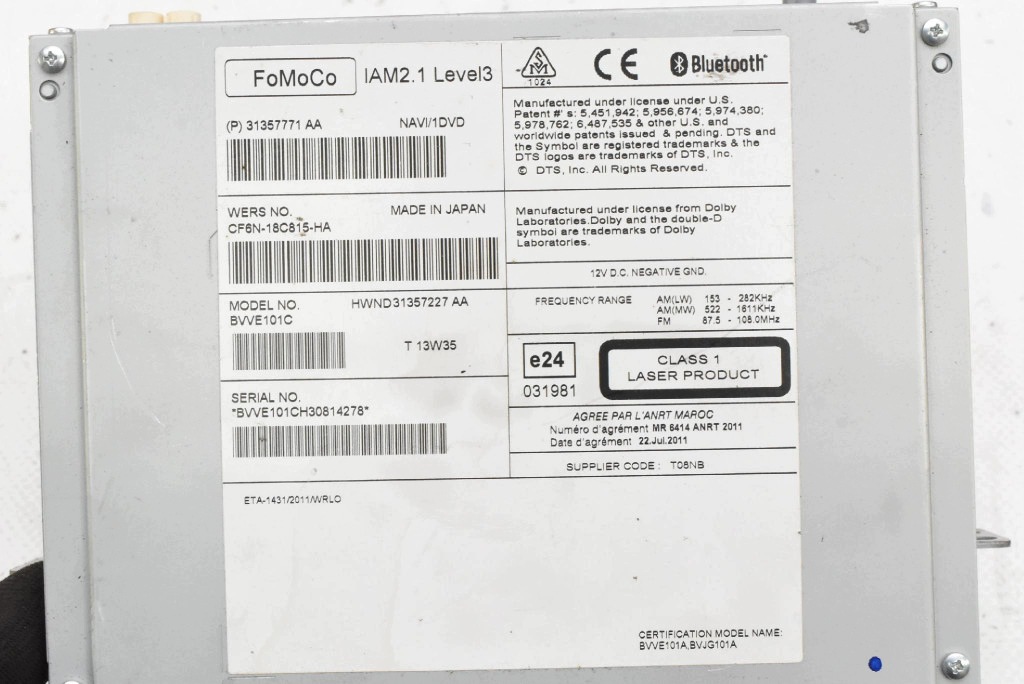 CD player CD 31357771AA VOLVO V40 2 II 12-16