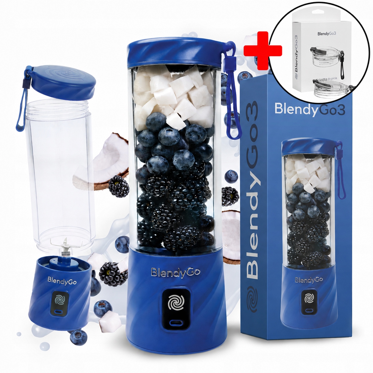 Originální mixér BlendyGo 3 Bezdrátový kalichový Usb 550 ml Náustek