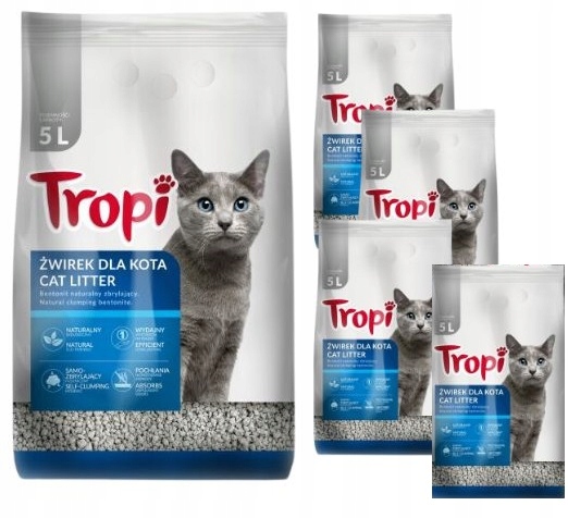 Levně Tropi stelivo pro kočky bentonitový 5 l x 5 ks