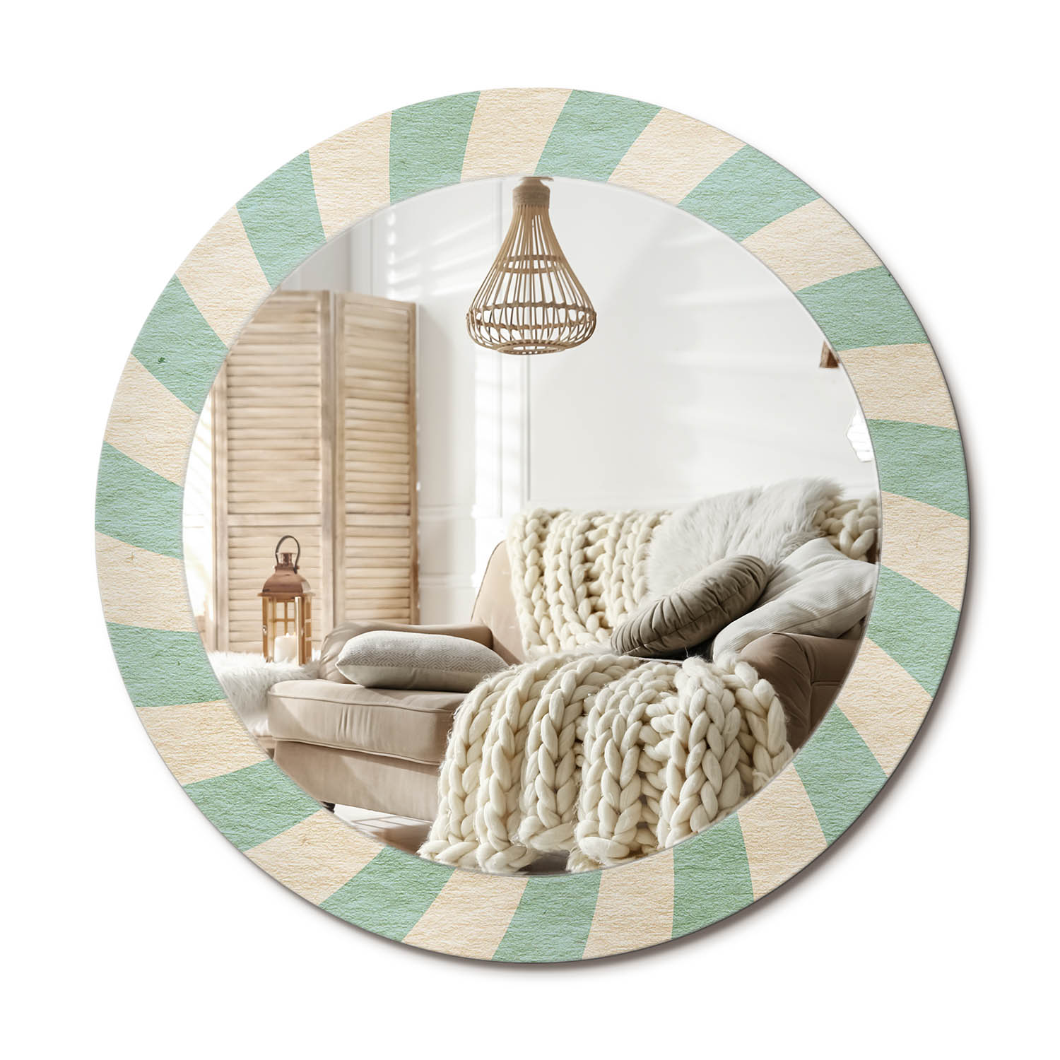 Moderné loftové závesné zrkadlo s potlačou fi 70 cm Retro pastelový vzor