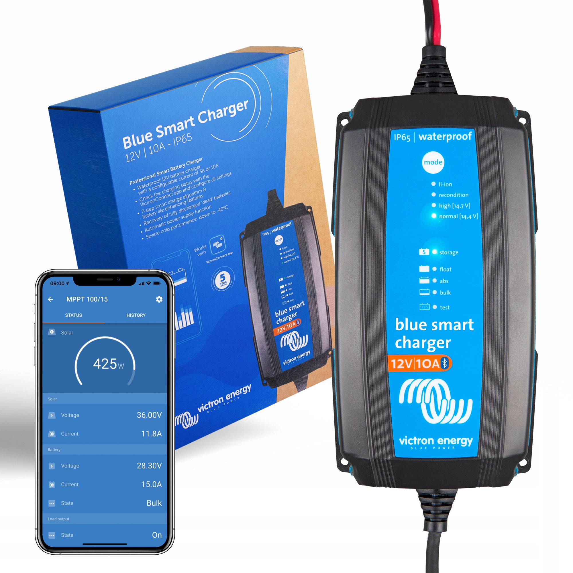 Blue Smart IP65 Charger 12/10 + DC connector