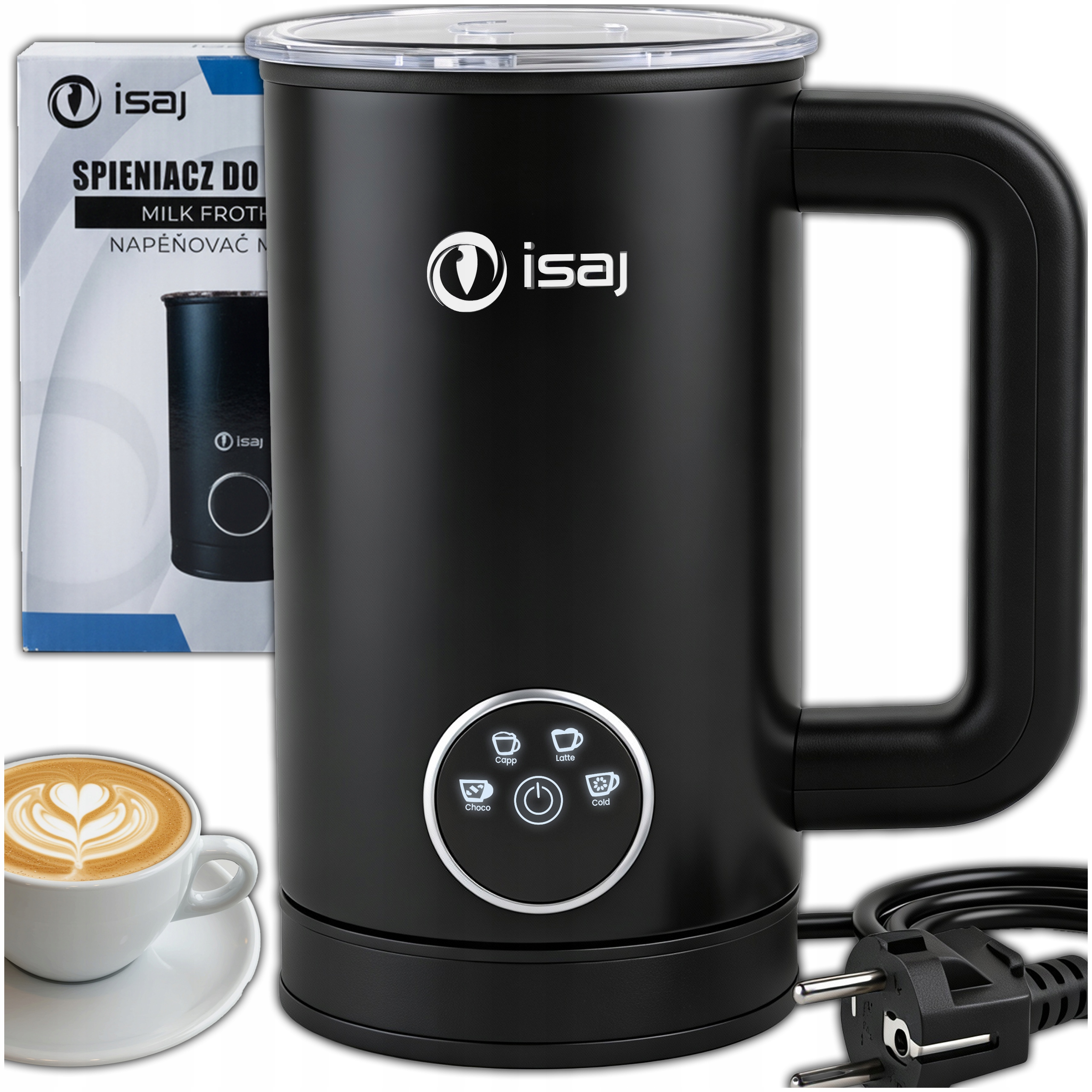 Spieniacz Do Mleka Z Podgrzewaczem 4 Tryby Spieniania Mleka 500W Isaj EMF1