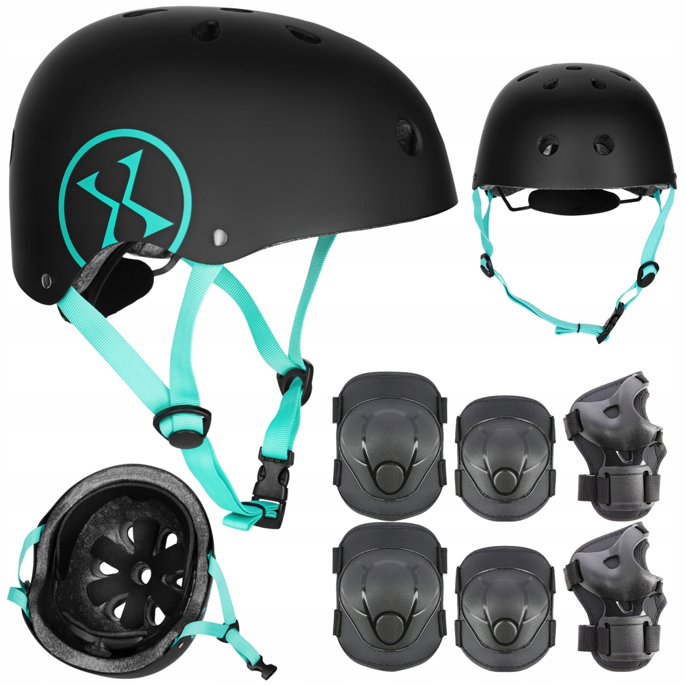 Kask Rowerowy Dziecięcy Z Regulacją Ochraniacze Komplet Na Deskorolkę Xs