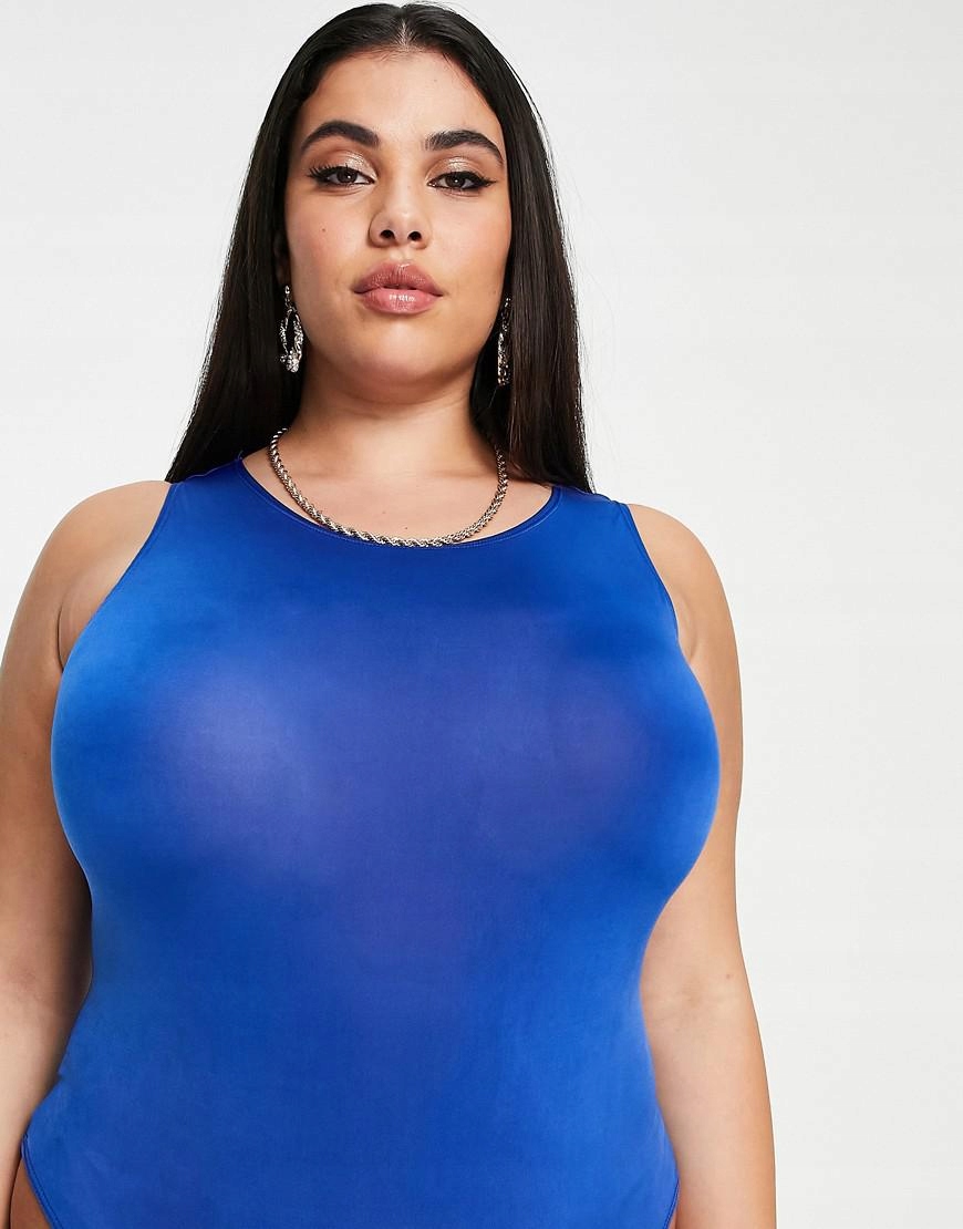 NIEBIESKI TOP DAMSKI FLOUNCE LONDON PLUS 46