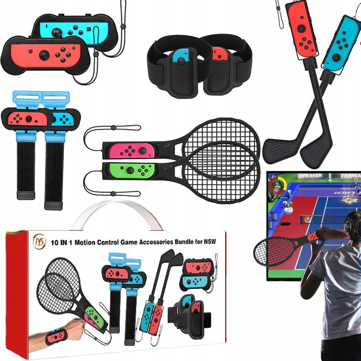 Zestaw Akcesoria Uchwyty Mocowania 10w1 do Joy-Con Nintendo Switch Oled