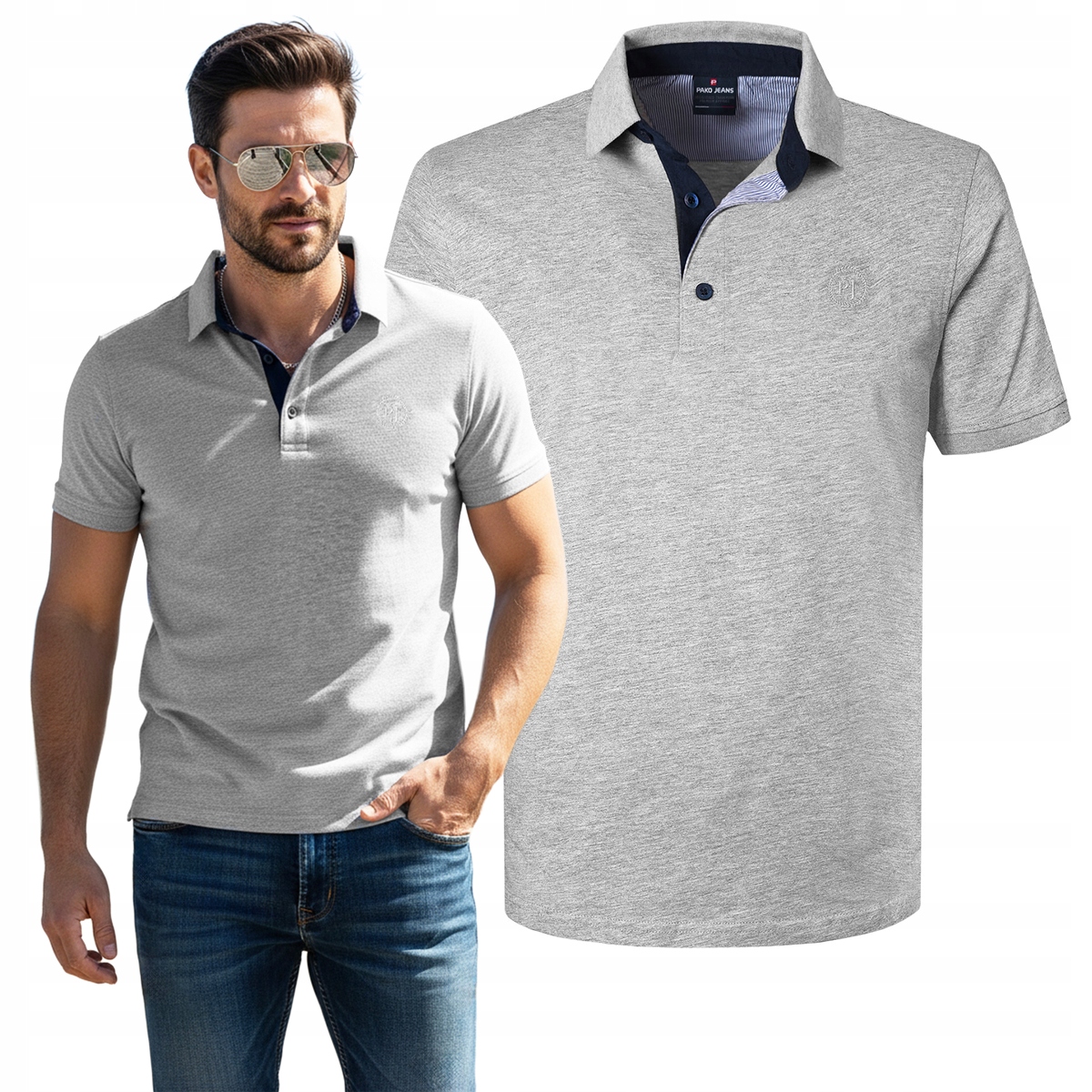 polokošile Pánské Popelavé Hrubá Bavlna Daso Elegantní Pako Jeans