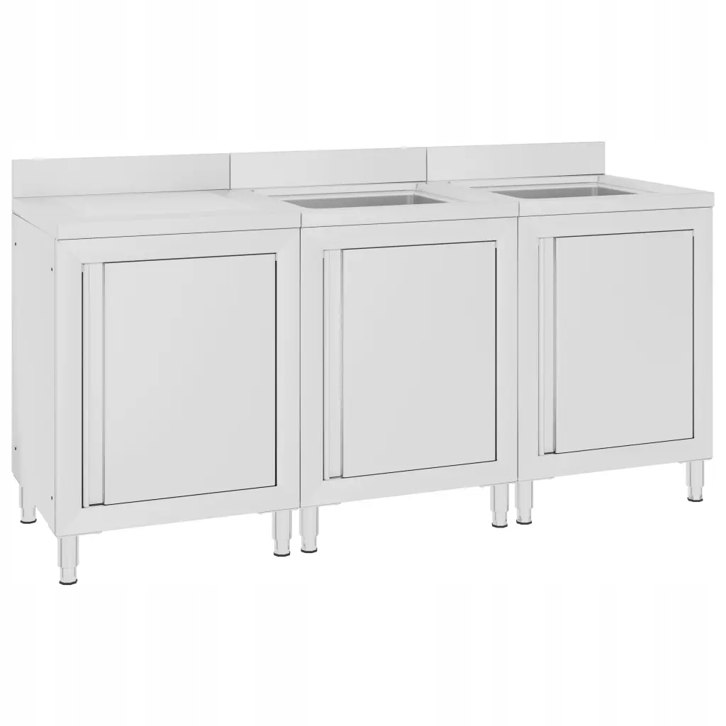 Szafka gastronomiczna ze zlewem, 180x60x96 cm, stal nierdzewna