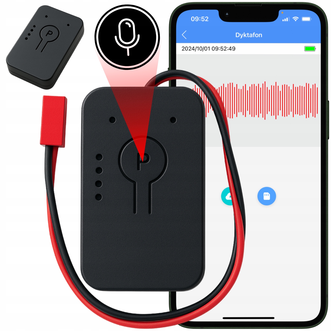 Špionážní Diktafon Wifi Odposlech Malý Magnet Aplikace Vzdálený Odposlech