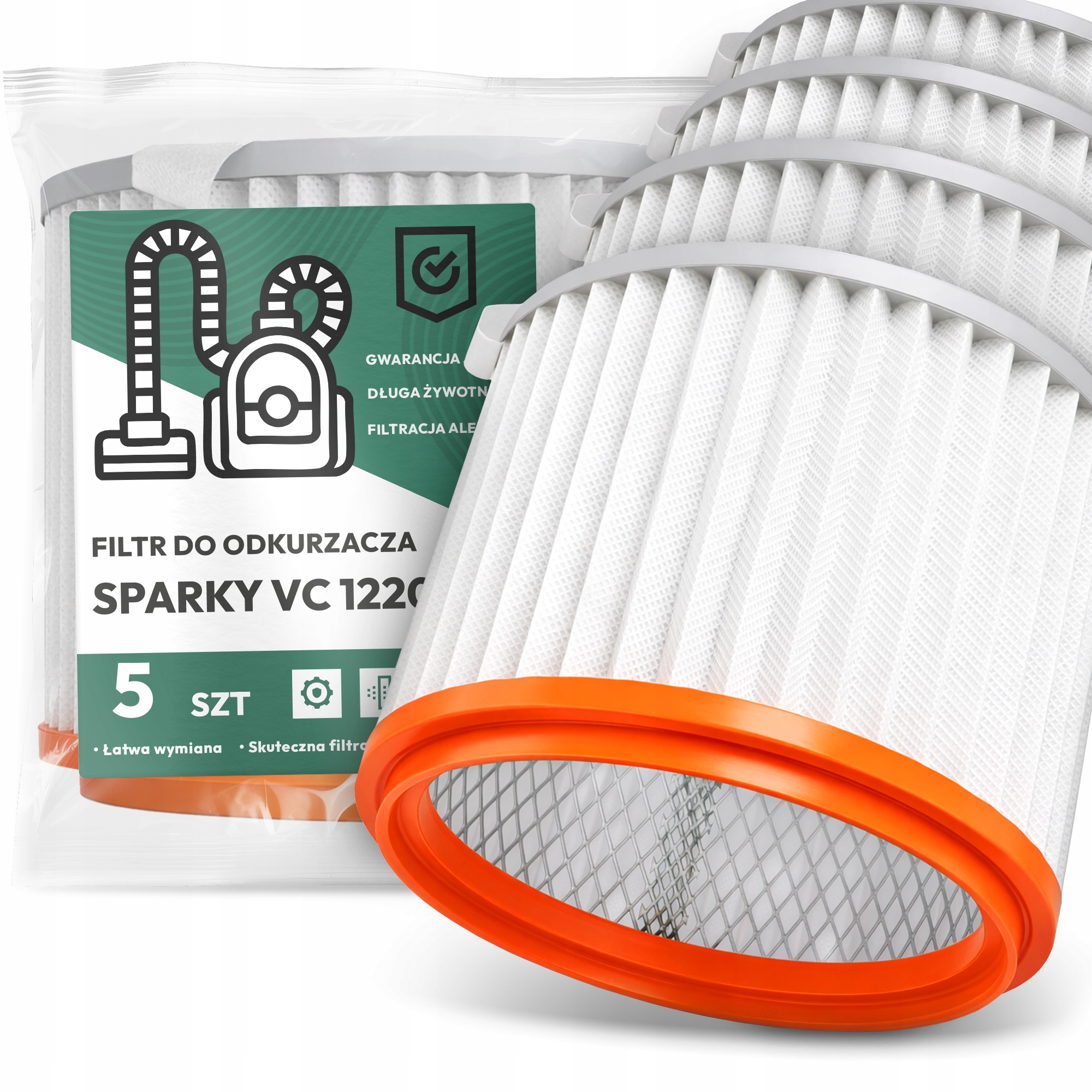 5 x Vzduchový Filtr pro vysavač Sparky VC 1220 Omyvatelný Filtr Em-w
