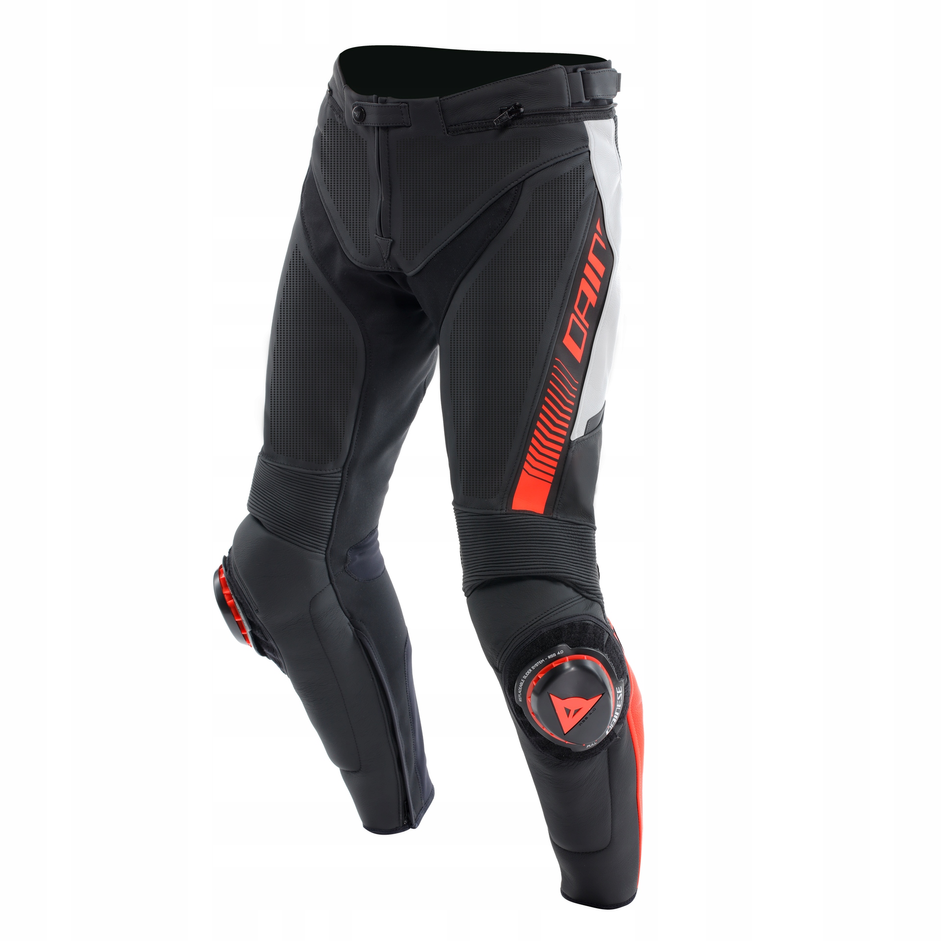 Kožené perforované nohavice Dainese Speed Čierno/Bielo/Červené 50