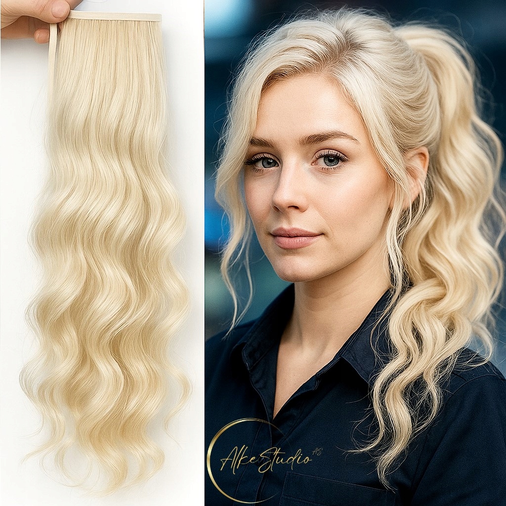Kudrnatý poník připínací vlny kadeře příčesek Rozjasňující Světlý Platinový Blond