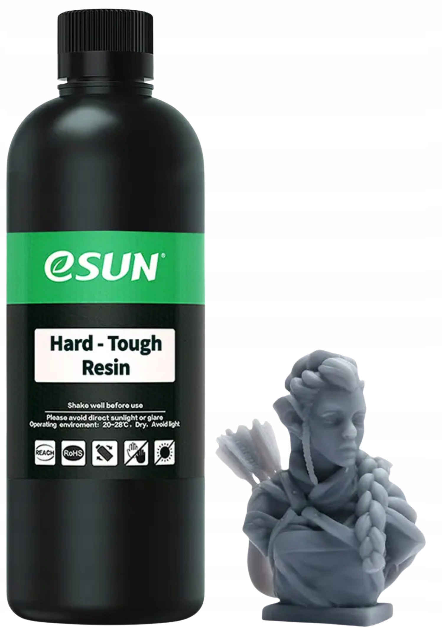 Uv pryskyřice eSun Hard Tough Grey Šedá 1 kg 1 l pro 3D tiskárnu Odolná