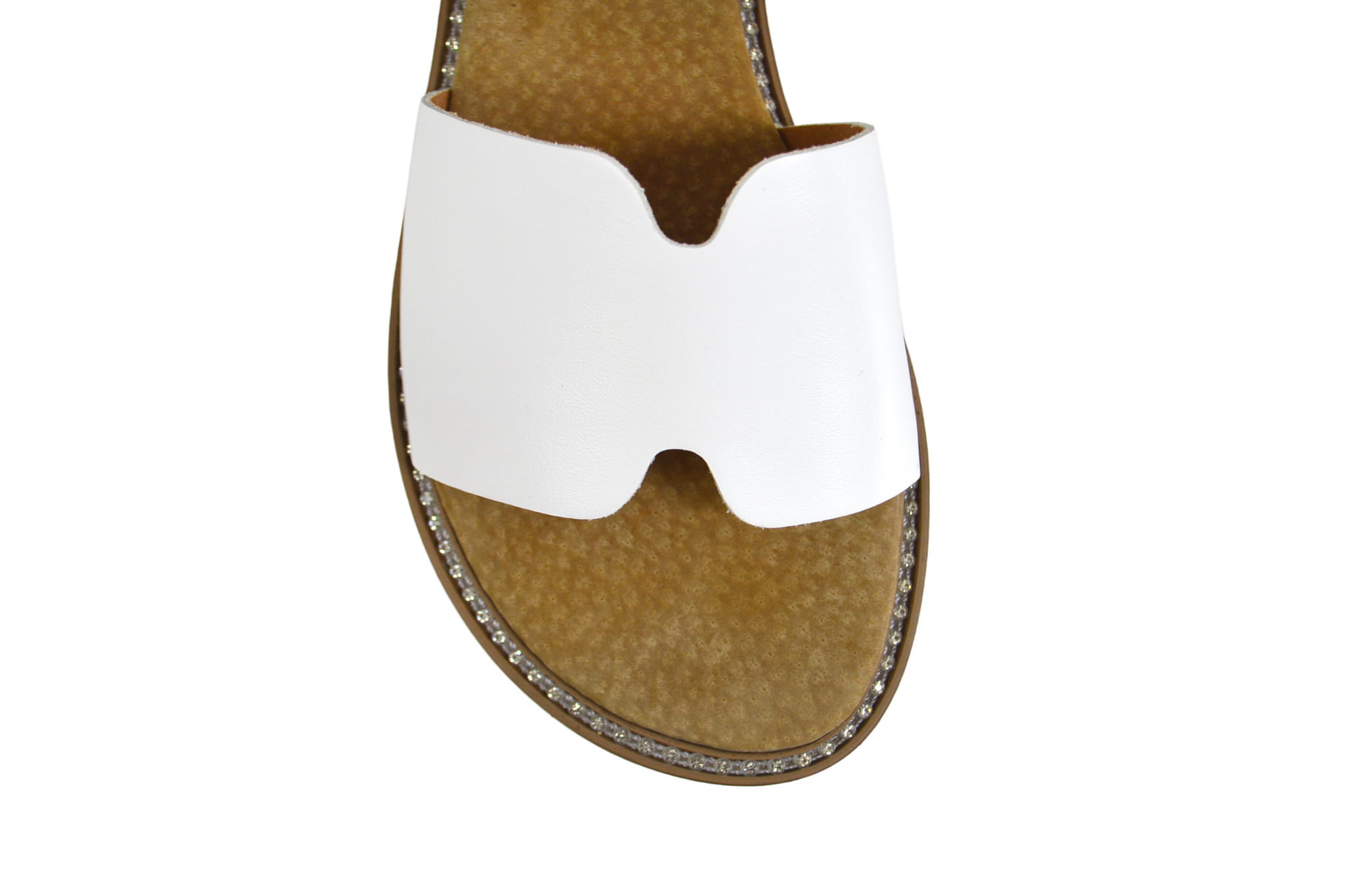 Białe klapki skórzane z ozdobnym spodem - 39, Biały Stan opakowania oryginalne