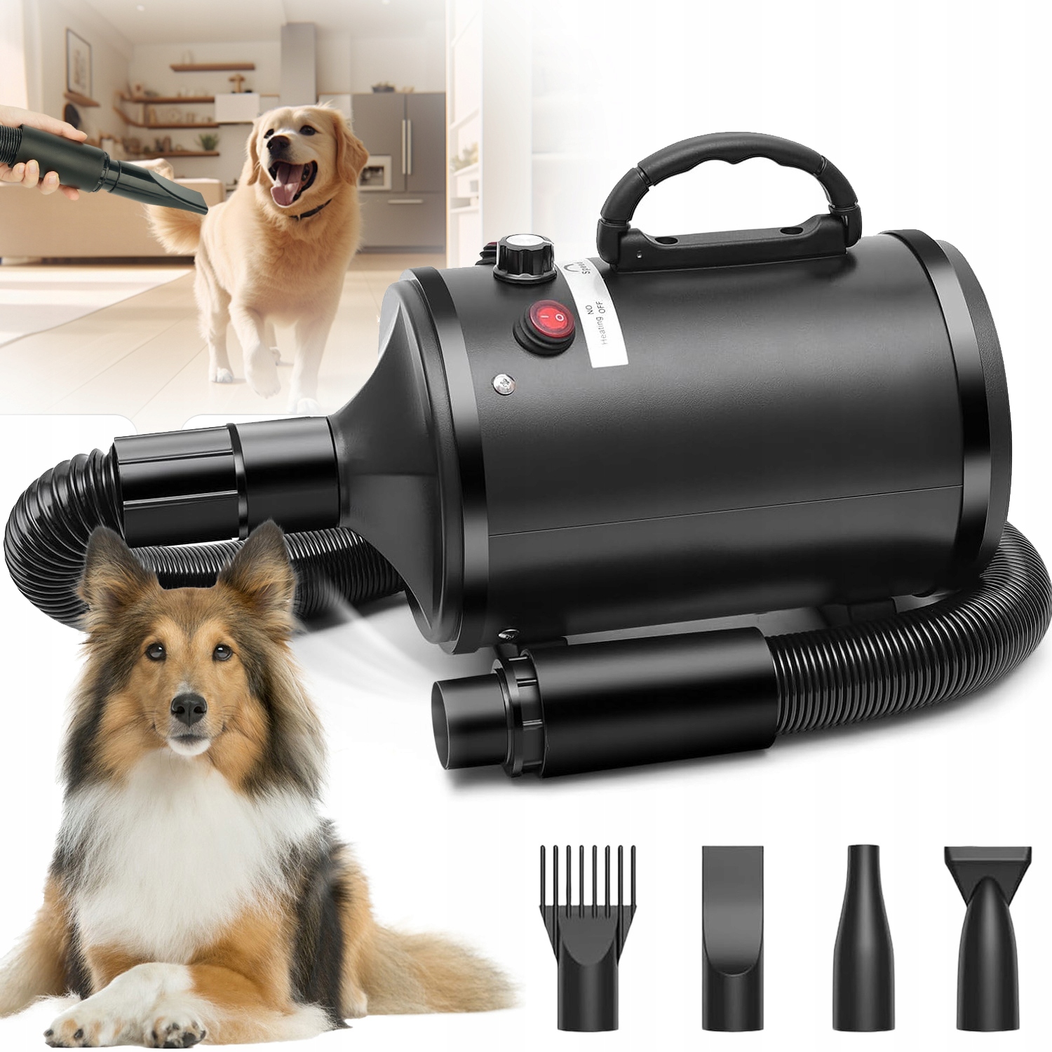 Mocna Suszarka Psa 2800W Profesjonalna Dmuchawa Szybkie Suszenie Sierści