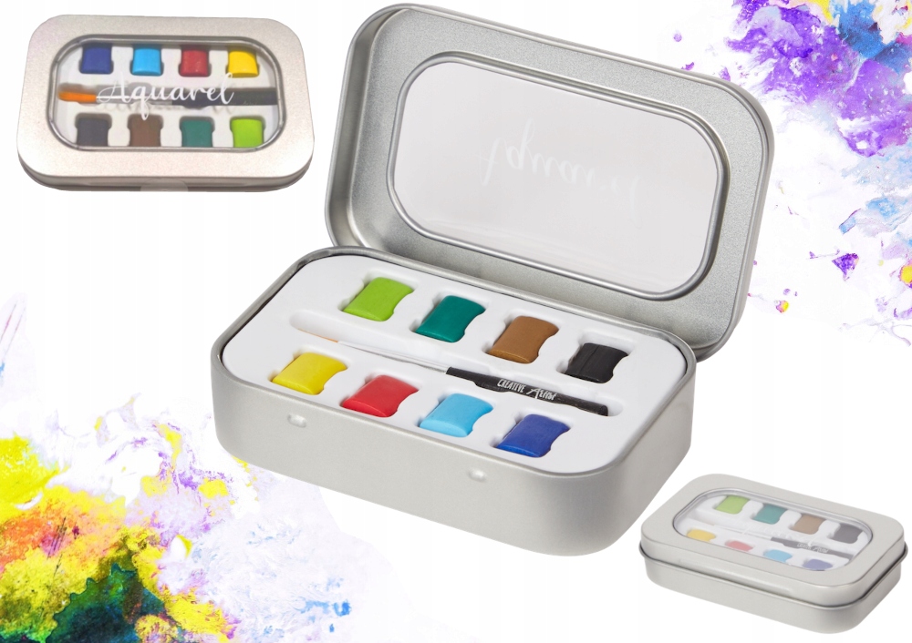 MINI ZESTAW AKWARELI 8 KOLORÓW W PUSZCZE