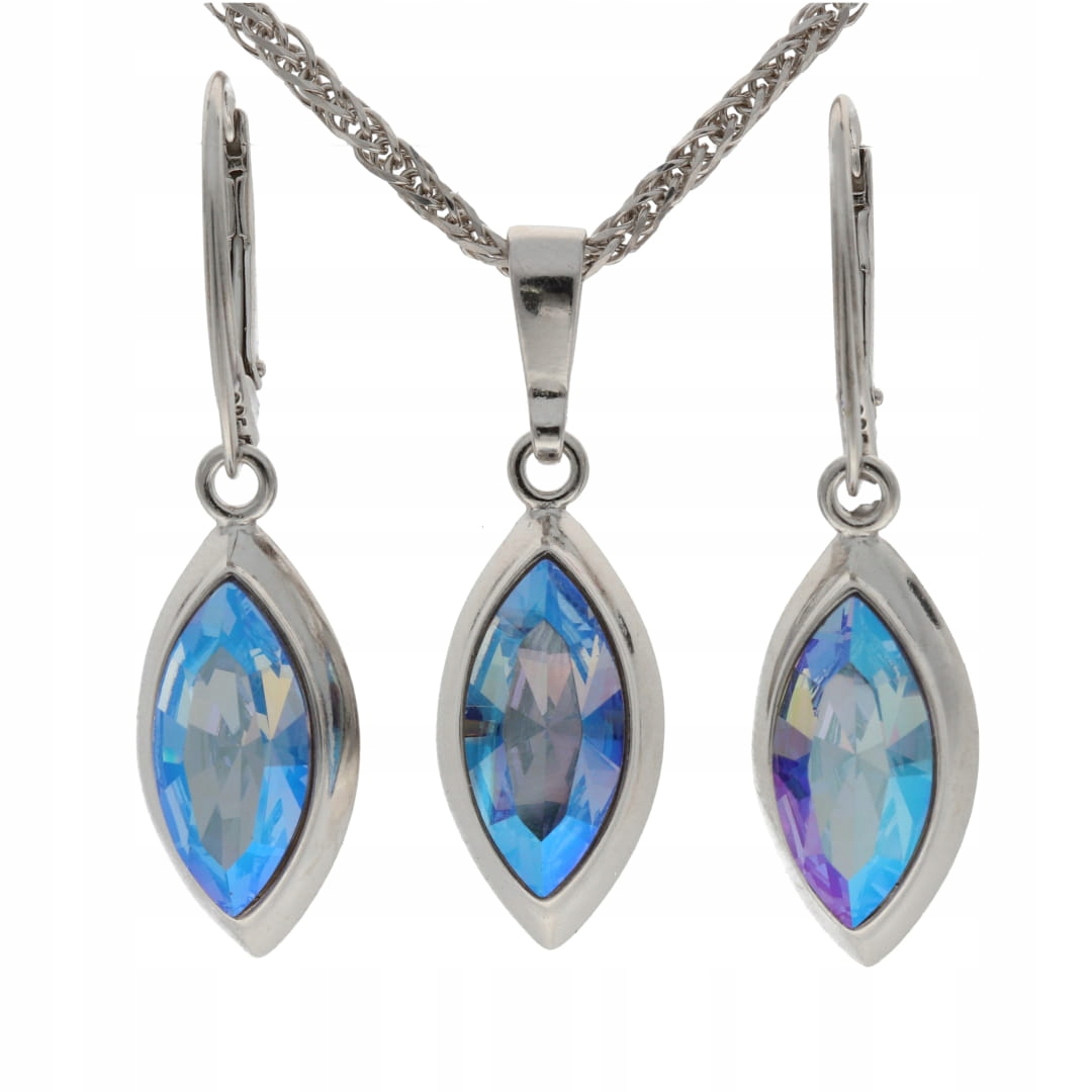 Komplet s modrým krystalem Swarovski