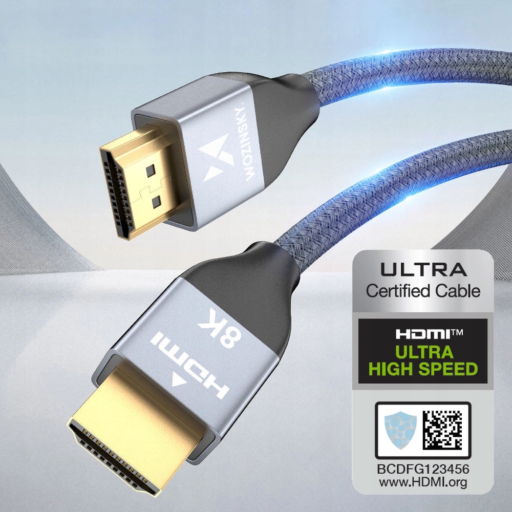 Wozinsky kabel Hdmi 2.1 8K 60 Hz 48 Gbps 4K 120 Hz 2K 144 Hz 5 m srebrn