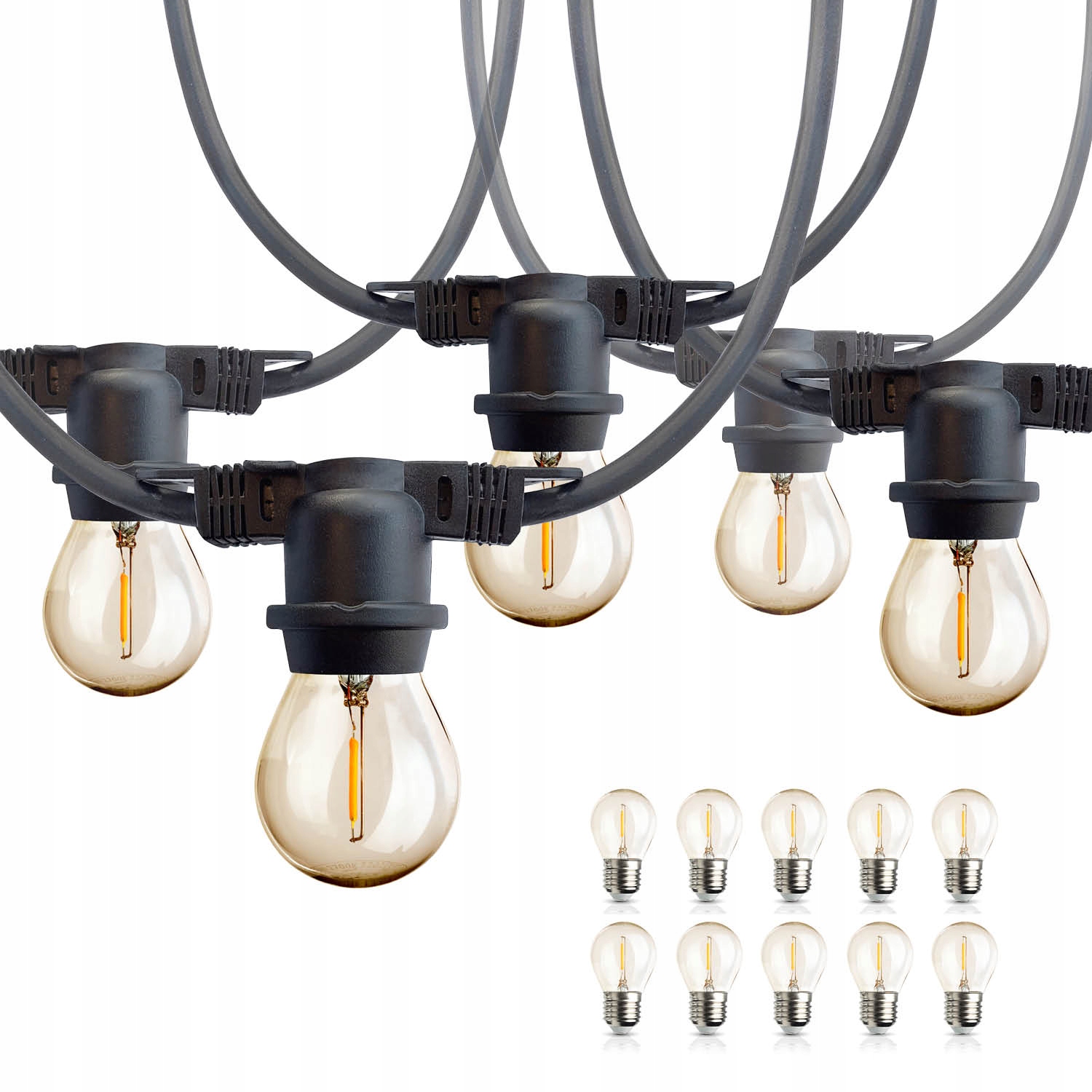 Set Zahradní girlanda Bloom 2 10 m 10x Led žárovka E27 1 W teplá barva