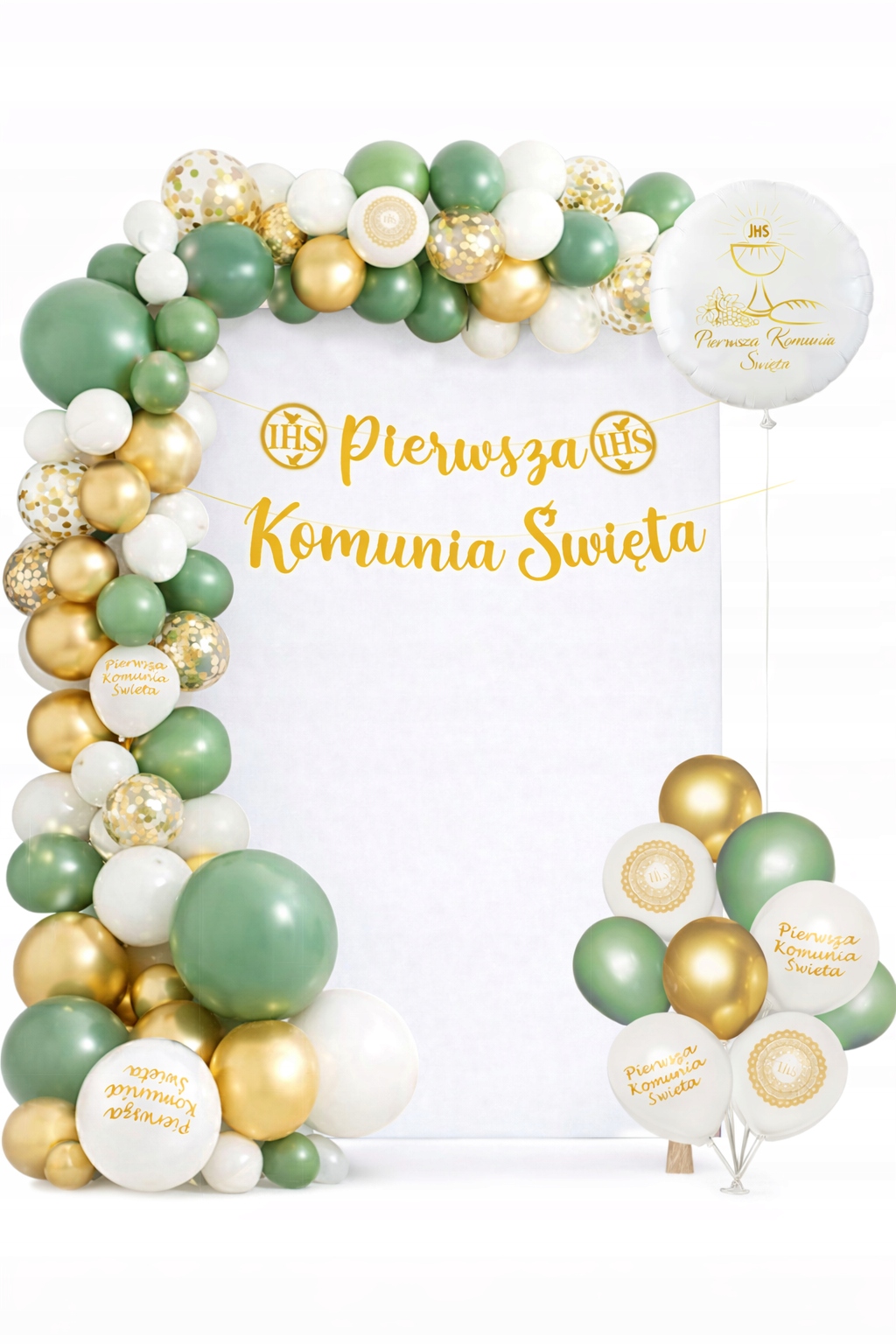 Rám První Svaté Přijímání 3v1 Balónky Komplet Set Stěna 2,2x1,2 m