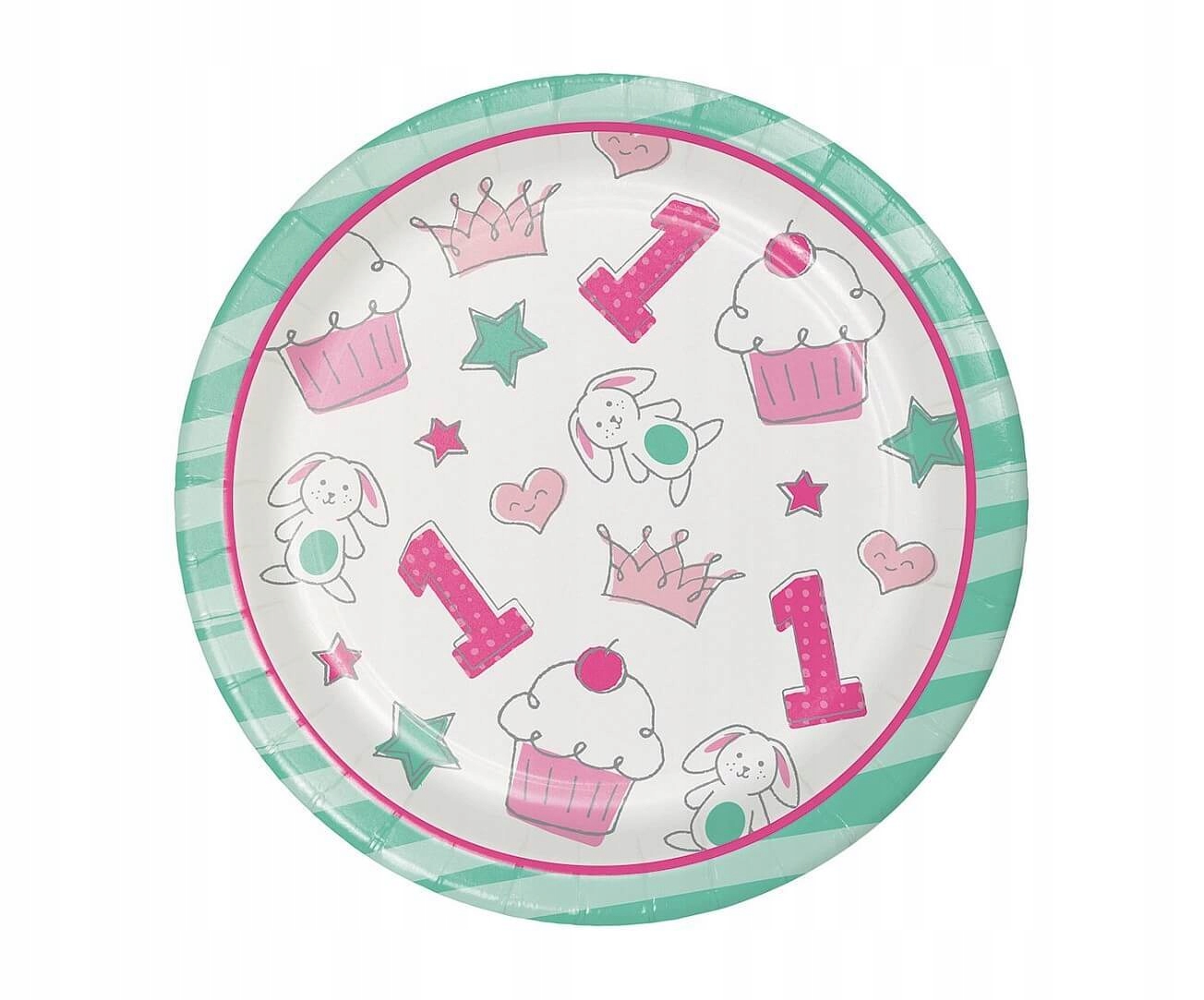 Talerzyki paierowe Doodle 1st Birthday 17,4cm/8szt