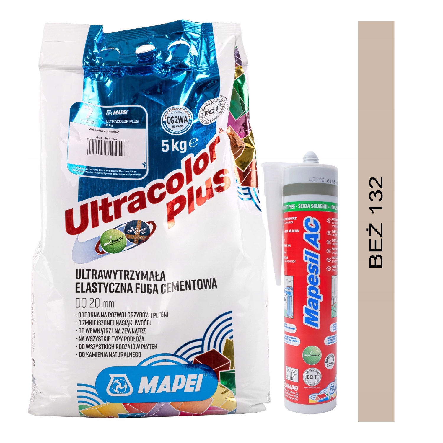 

Fuga Mapei Ultracolor 5 kg silikon beż 132