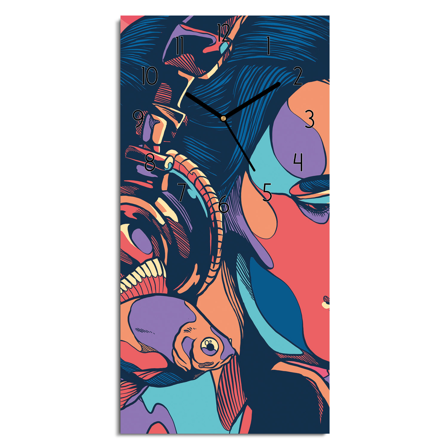 hodiny s obrazom Žena ryby pop art 30x60 ozdobné