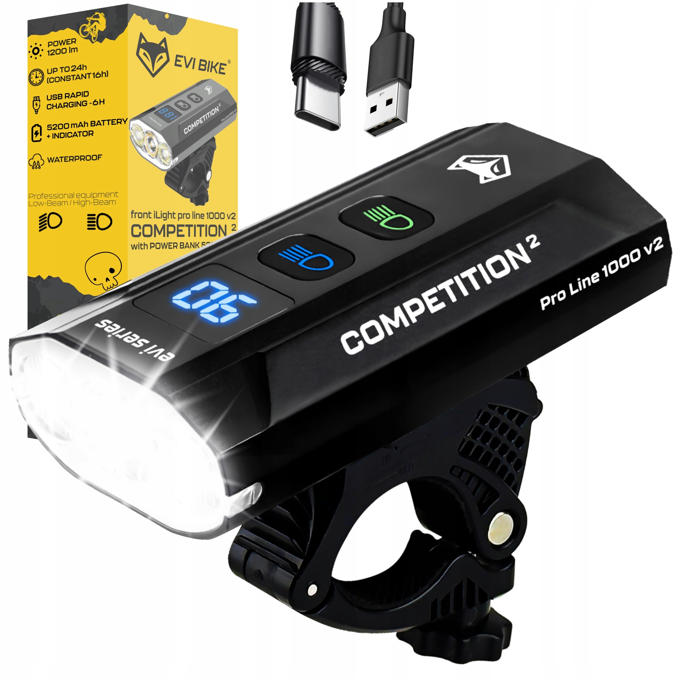 Lampička Na Kolo přední Led světlo výkonná svítilna na řídítka 5200 mAh