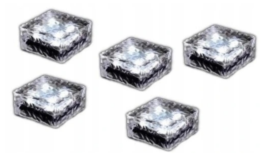 KOSTKA BRUKOWA SOLARNA SZKLANY KAMIEŃ LED 5 SZTUK