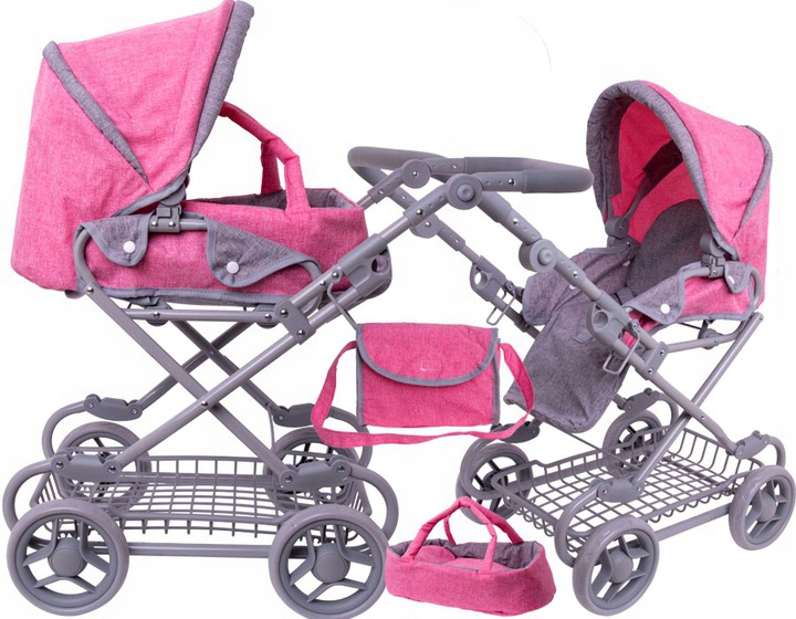 WÓZEK DLA LALEK 3w1 NOSIDŁO TORBA POŚCIEL KOSZ