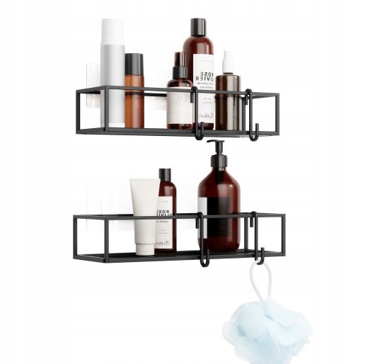 Černé kovové police do koupelny pod kosmetiku Cubiko