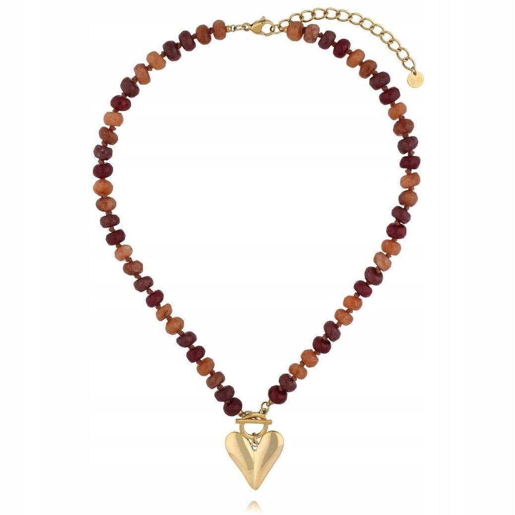 Naszyjnik damski brązowy By Dziubeka serce 50cm