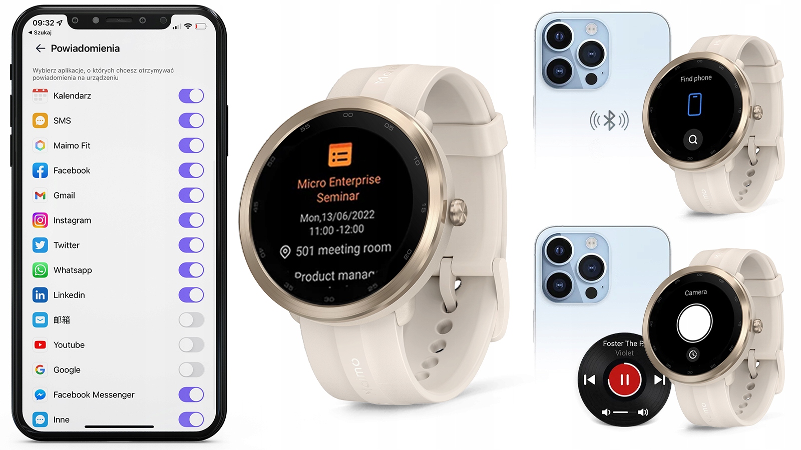 SMARTWATCH Maimo Watch R GPS ZEGAREK 70mai ZŁOTY Złącza brak