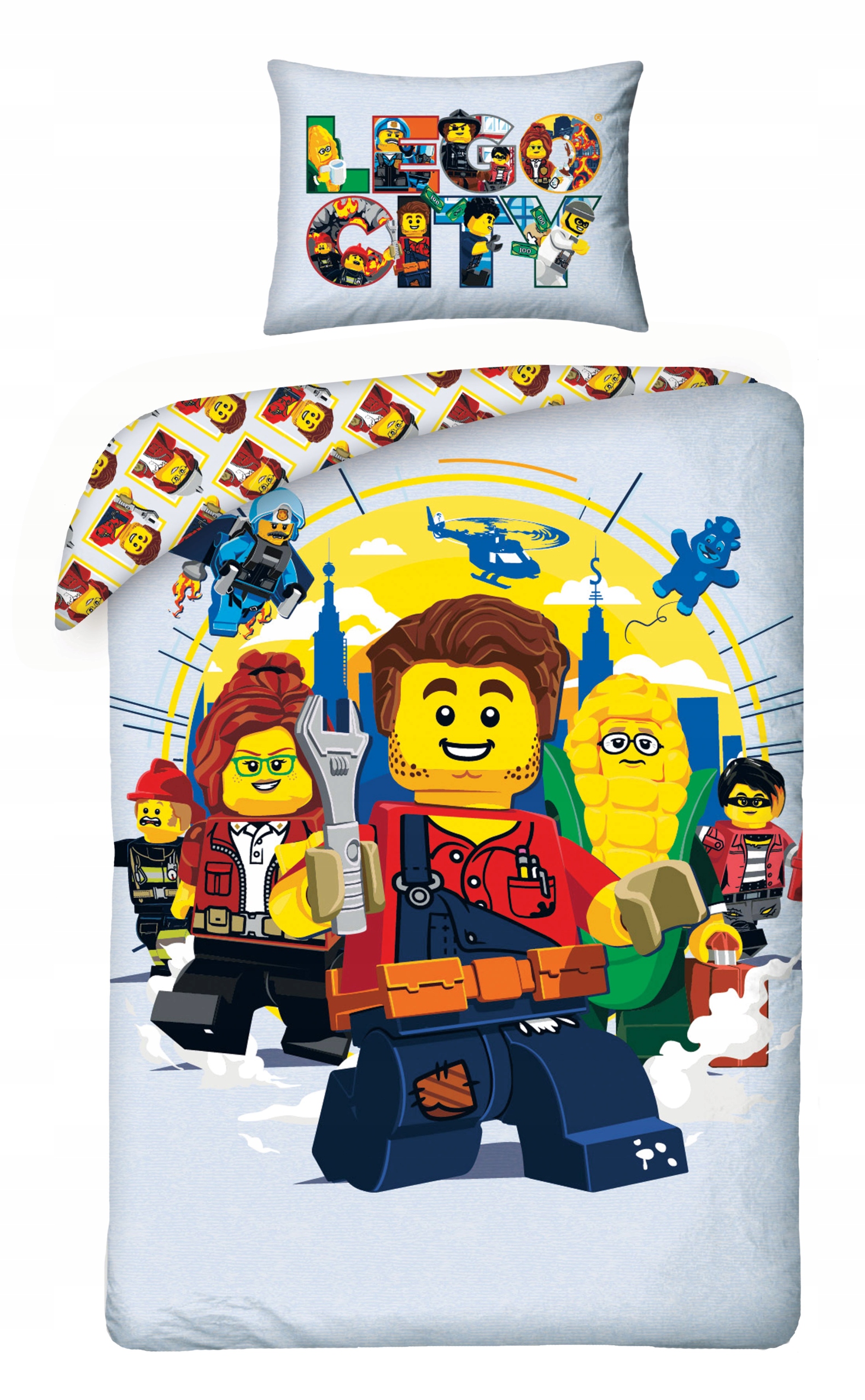135x200 Pościel Klocki Lego City Policjant Monter