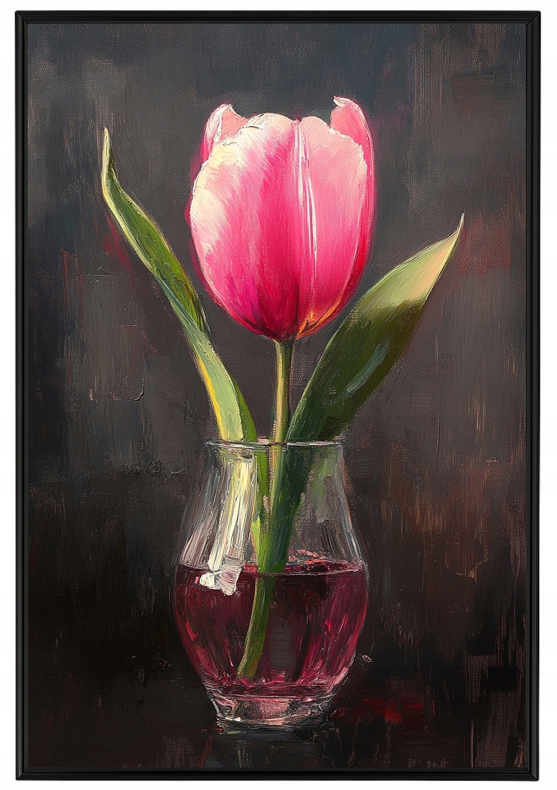 Rámeček Plakát Hliníkový, Olejový, Dekorace, Příroda, Květina, Růžový Tulipán , 40x60