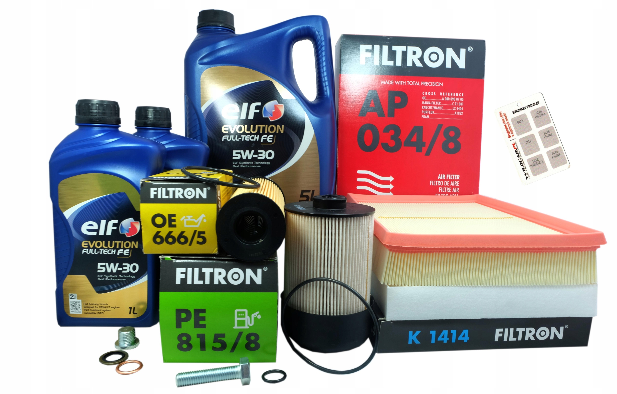 4xFiltr + olej 5W30 Renault Alaskan 2.3 dCi 2017-