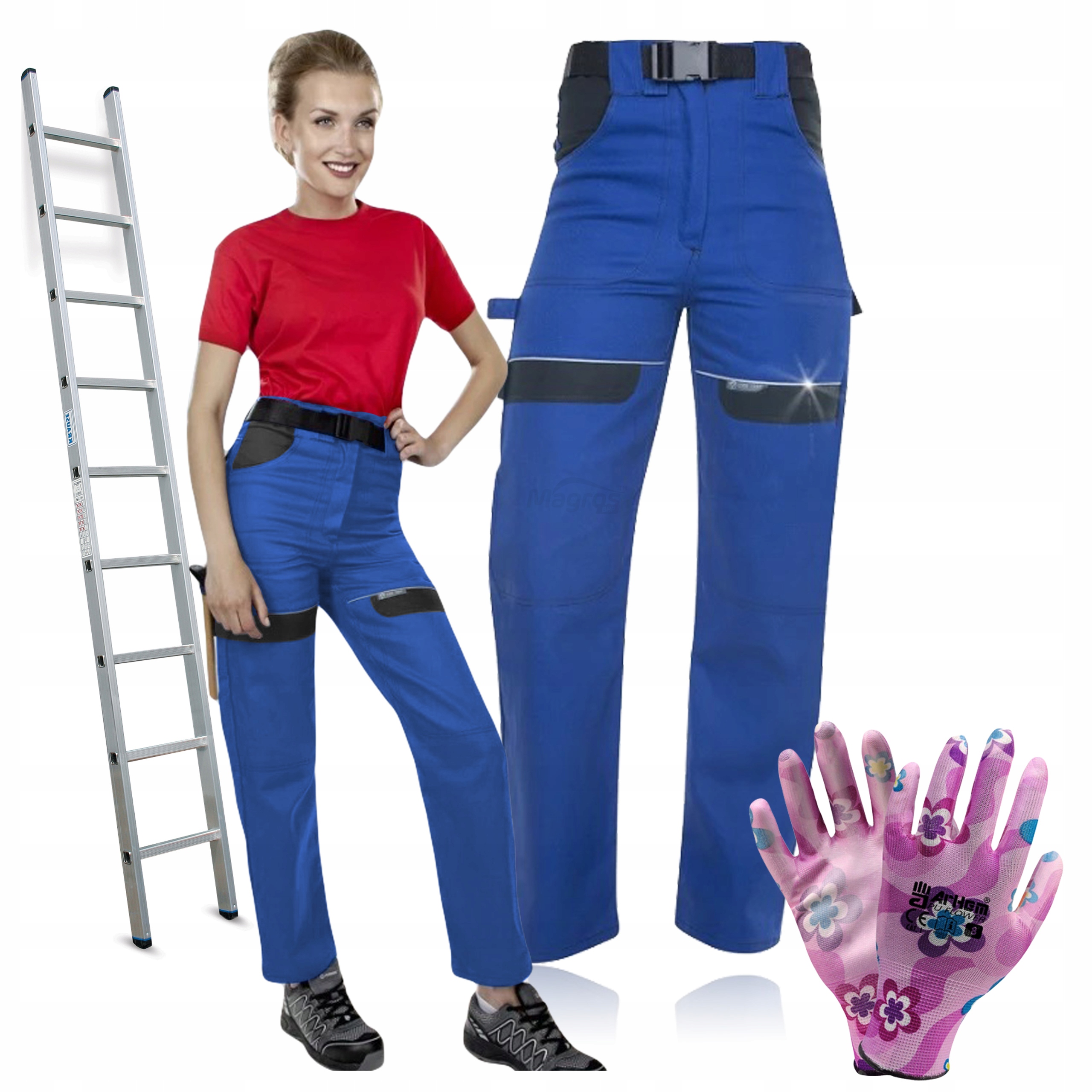 Spodnie Robocze Damskie Bawełna Ardon Cool Trend Rękawiczki Ogrodowe