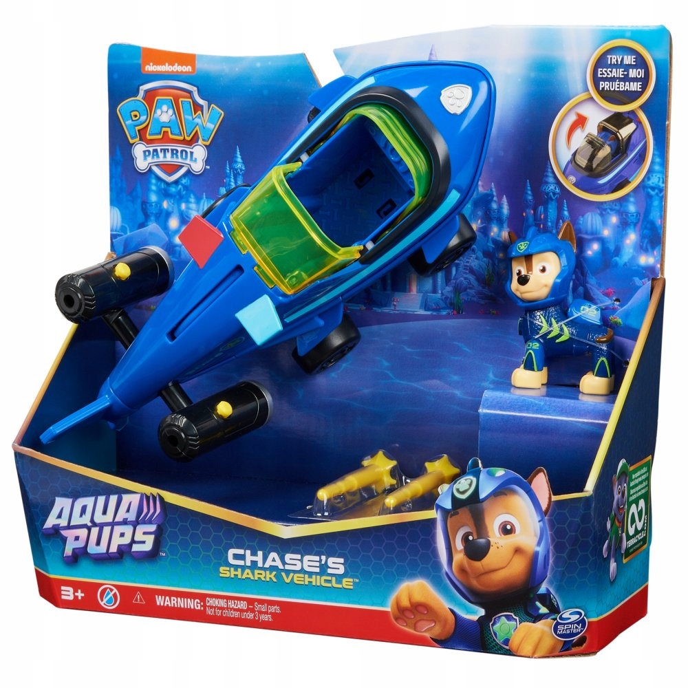 

Psi Patrol Aqua Pups Pojazd Rekin Figurka Chase